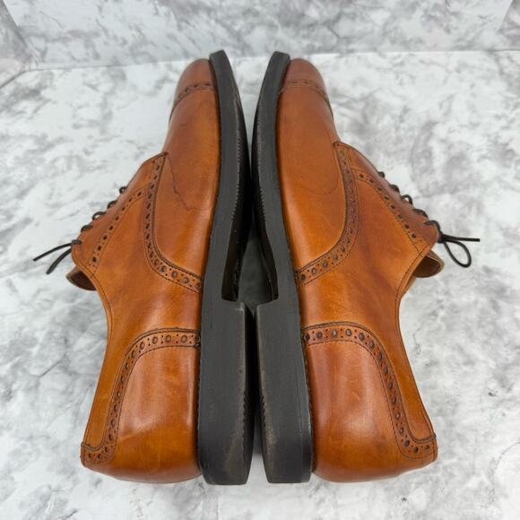 ALLEN EDMONDS Benton Cognac Leather Cap Toe Oxfords Shoes Vibram Sole Sz 10 main image 12